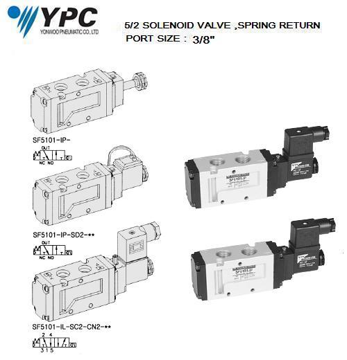  YPC-SF5101-5/2 SOLENOID VALVE , SPRING RETURN ,PORT SIZE 3/8 "SERIES ,YPC-SF5101-IP/SF5101-IL / SOLENOID VALVE , SPRING RETURN,YPC  YONWOO,Machinery and Process Equipment/Machinery/Pneumatic Machine