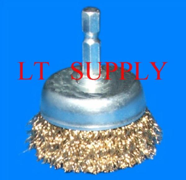 CUP BRUSH BRASS WITH HEXAGONAL SHAFT,แปรงลวดถ้วย,แปรงคัพถ้วย,Cup Brush,Twist Knot,-,Tool and Tooling/Tooling