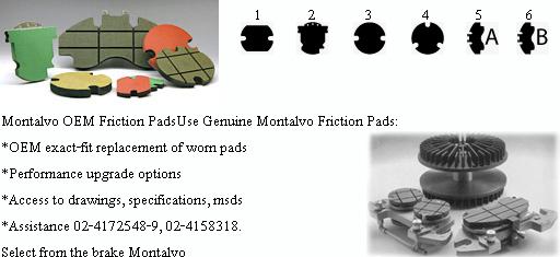 Friction Pads Montalvo Series,Friction Pads Montalvo Series,,Machinery and Process Equipment/Machinery/Cutting Machine