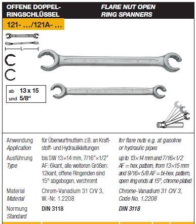 Flare Nut Open Ring Spanners,Open Ring Spanners, ELORA, Spanners and Wrenches,ELORA,Tool and Tooling/Machine Tools/General Machine Tools