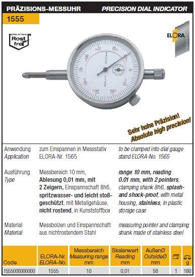 Precision Dial Indicator,Precision Dial Indicator, ELORA, Measuring,ELORA,Tool and Tooling/Machine Tools/General Machine Tools