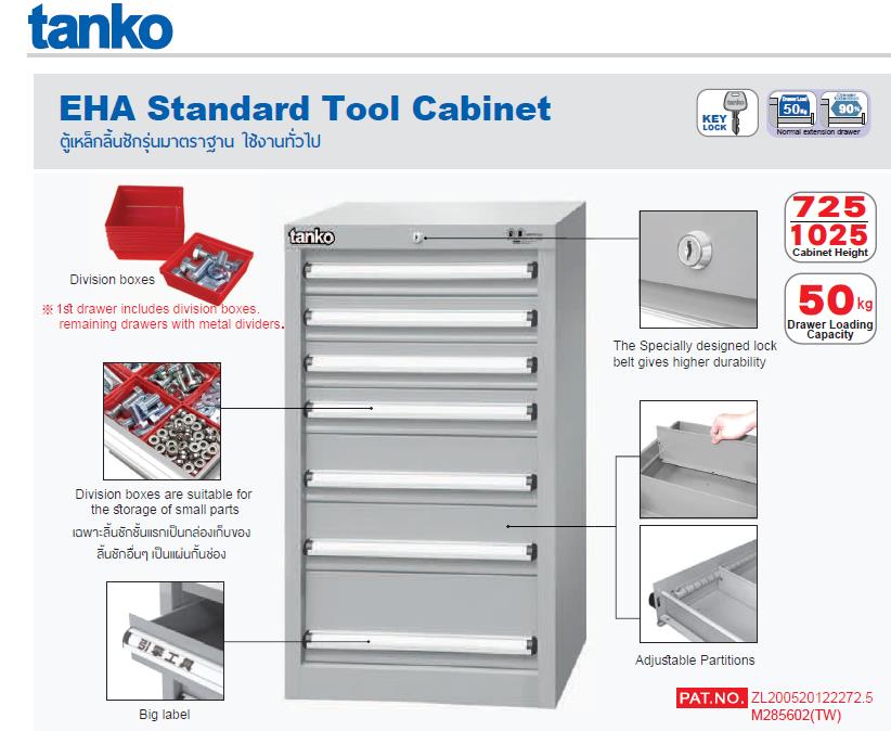 ตู้เก็บอะไหล่ช่าง ตู้เก็บเครื่องมือช่าง ตู้เหล็ก TANKO (Standard) รุ่น EHA-10091