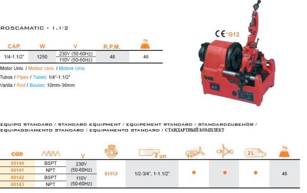 Roscamatic 1.1/2" 230 V NPT,Roscamatic 1.1/2" 230 V NPT,EGA Master,Tool and Tooling/Machine Tools/General Machine Tools