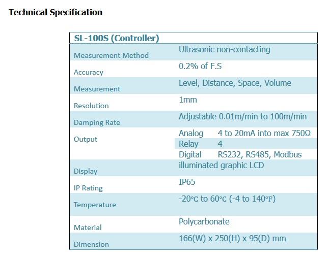 SONDAR SL-100S Ultrasonic Level Meter / เครื่องวัดระดับแบบอัลตราโซนิค