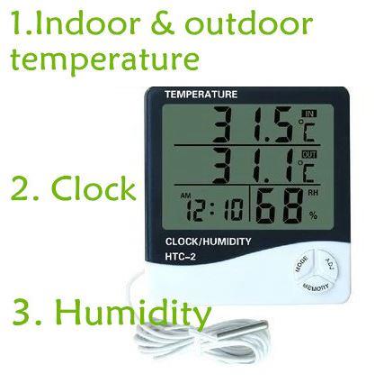 HY03-เครื่องวัดอุณหภูมิ ภายใน ภายนอก เครื่องวัดความชื้น และนาฬิกา HTC2,hygrometer , ThermoHygrometer , thermo-hygrometer , thermo hygrometer , เครื่องวัดอุณหภูมิและความชื้น , HTC-2,,Instruments and Controls/Measuring Equipment