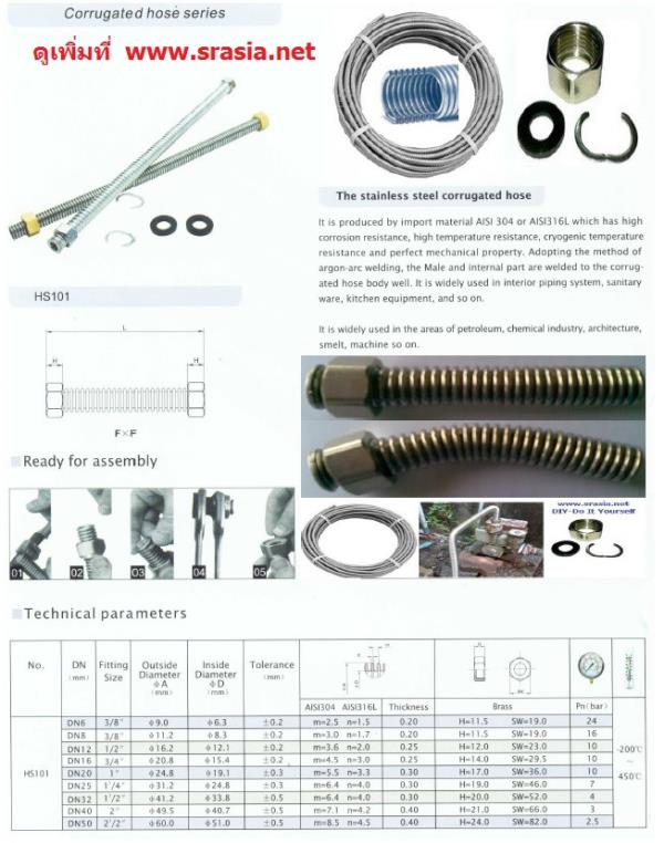 [002-A] DIY,Stainless Steel Corrugate hose, Assembly with Ring and Nut,DIY,Do It Yourself,Stainless Steel Corrugate hose,,www.srasia.net,Pumps, Valves and Accessories/Hose