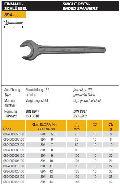 894-... Single Open-Ended Spanners,Single, Open-Ended, Spanners,Elora,Tool and Tooling/Machine Tools/General Machine Tools