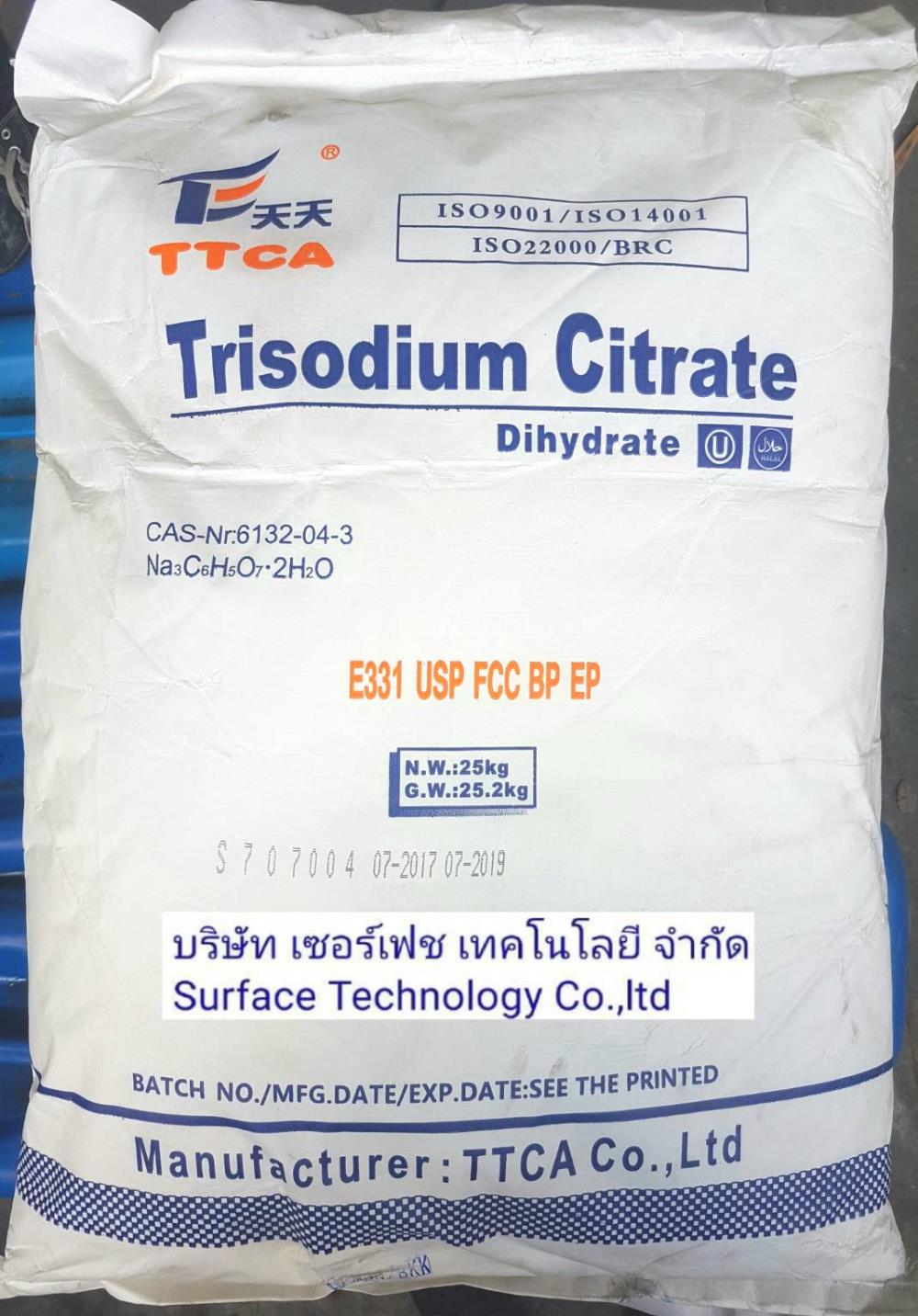 Trisodium Citrate ( Dihydrate ) ไตรโซเดียม ซิเตรด,Trisodium Citrate  ( Dihydrate )  ,TTCA Co.,ltd,Chemicals/Coatings and Finishes/Finishes