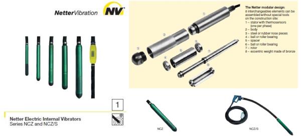 สายจี้ ไฟฟ้า (42-48V / 200 Hz) / High Performance Electric Internal Vibrators "NCZ, NCZ/S",Vibration,Netter Vibration,Machinery and Process Equipment/Equipment and Supplies/Vibration Control