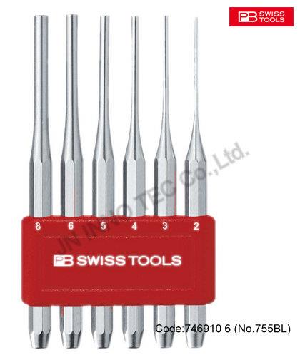 Pin punch set, chrome-plated in a plastic clip, special quality 6,เหล็กส่ง,เหล็กตอก,PB SWISS TOOLS,Tool and Tooling/Tools/Punches Tool
