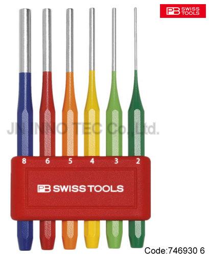 746930 6 Pin punch set in a plastic clip, special quality, powder-coated,เหล็กส่ง,เหล็กตอก,PB SWISS TOOLS,Tool and Tooling/Tools/Punches Tool