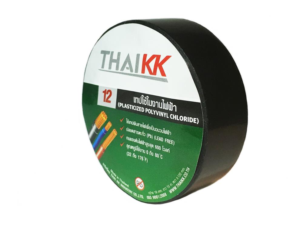 THAI KK เทปพันสายไฟฟ้าทั่วไป สีดำ ขนาด 19 มม. x 10 เมตร,เทปกาว,เทปพันสายไฟ,Electrical Tape,Insulation Tape,THAI KK,Sealants and Adhesives/Tapes