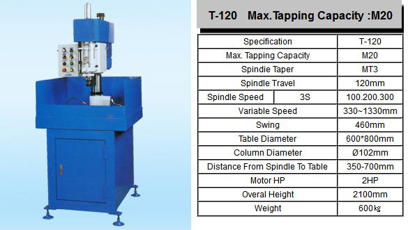 Tapping Machine เครื่องเจาะเครื่องต๊าป เกลียว Drilling & Tapping Machine,Lead-Screw Automatic Tapping Machine T-120,KTK,Machinery and Process Equipment/Machinery/Tapping Machine