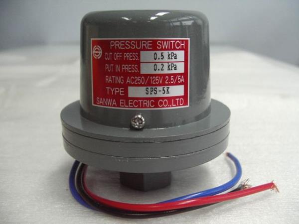 SANWA DENKI Pressure Switch SPS-5K-A, ON/0.2KPa, OFF/0.5KPa, Rc3/8, ZDC2,SANWA DENKI Pressure Switch SPS-5K-A, SPS-5K,SANWA DENKI,Instruments and Controls/Switches