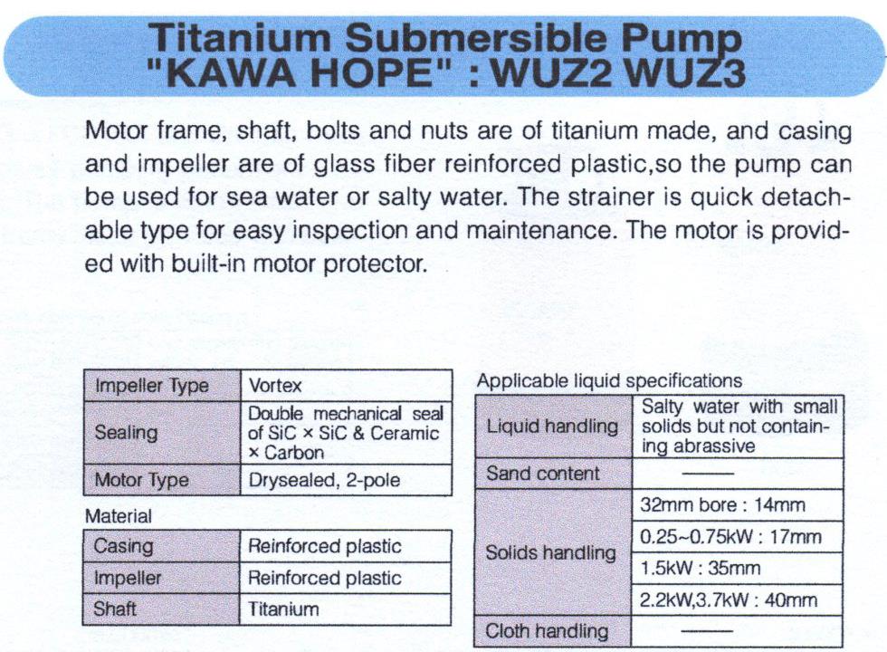 Titanium Submersible Pump : WUZ2 , WUZ3 
