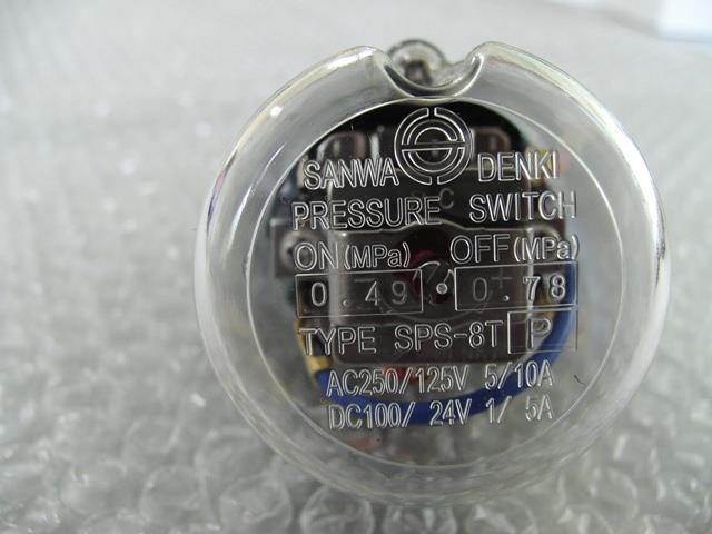 SANWA DENKI Pressure Switch SPS-8T-PA-23, ON/0.49MPa, OFF/0.78MPa, R3/8