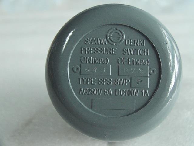 SANWA DENKI Pressure Switch SPS-8WP-PA-23, ON/0.49MPa, OFF/0.78MPa, R3/8, Brass