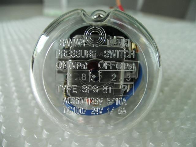 SANWA DENKI Pressure Switch SPS-8T-PB-16, ON/2.8MPa, OFF/2.3MPa, R3/8, Brass