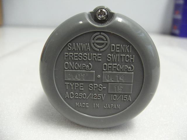 SANWA DENKI Pressure Switch SPS-15, ON/0.07MPa, OFF/0.14MPa, Rc1/4, ZDC2