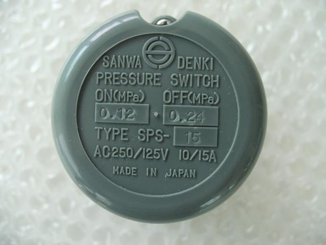 SANWA DENKI Pressure Switch SPS-15, ON/0.12MPa, OFF/0.24MPa, Rc3/8, ZDC2