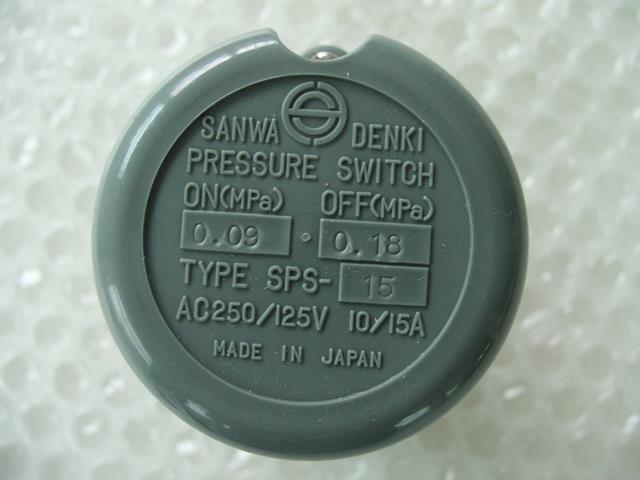 SANWA DENKI Pressure Switch SPS-15, ON/0.09MPa, OFF/0.18MPa, Rc1/4, ZDC2
