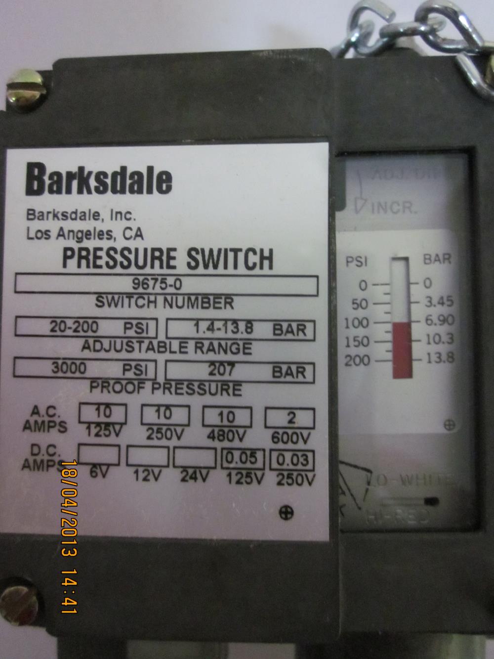 9675-0 Pressure Switch Barksdale,Pressure Switch , Pressure Control ,  Barksdale ,  9675-0 , Oil Pressure Switch , Hydraulic Pressure Switch,Barksdale,Automation and Electronics/Access Control Systems