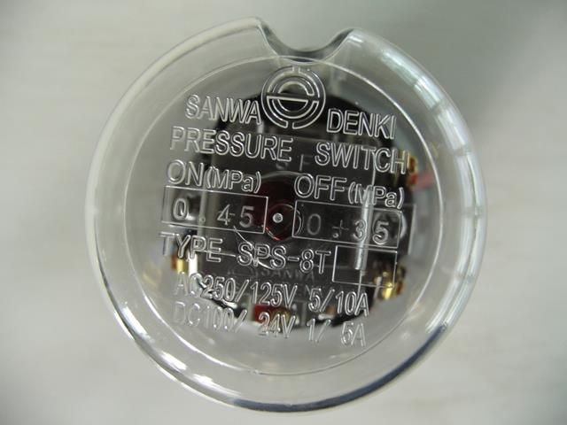SANWA DENKI Pressure Switch SPS-8T-C, ON/0.45MPa, OFF/0.35MPa, Rc1/4, ZDC2