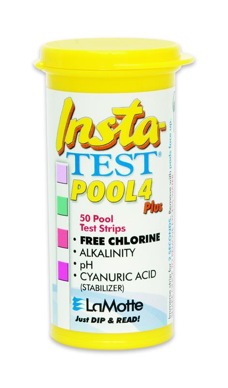 Lamotte Insta-TEST Pool 4 Plus : Pool & Spa Test Strip (Free Chlorine, Alkalinity, pH, Cyanuric Acid),แผ่นทดสอบ,แถบทดสอบ,Free Chlorine,Alkalinity,pH,Cyanuric Acid,ชุดทดสอบน้ำ,Test Strip,Pool & Spa Test Strip,Lamotte,Energy and Environment/Water Treatment