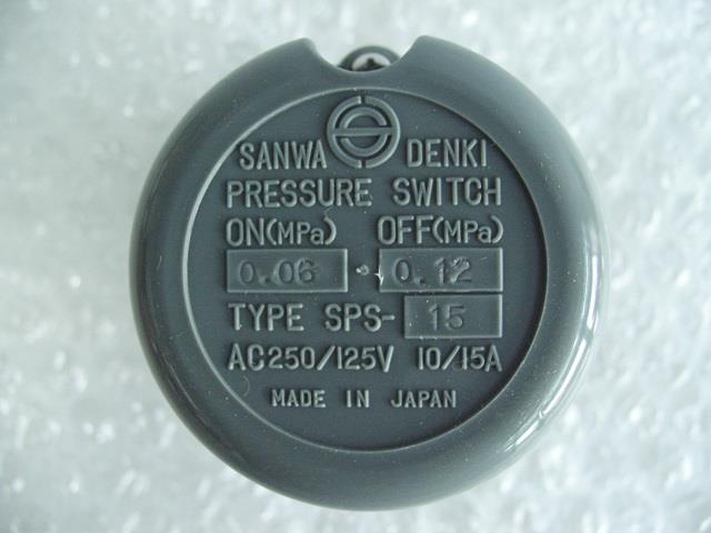 SANWA DENKI Pressure Switch SPS-15, ON/0.06MPa, OFF/0.12MPa, Rc1/4, ZDC2