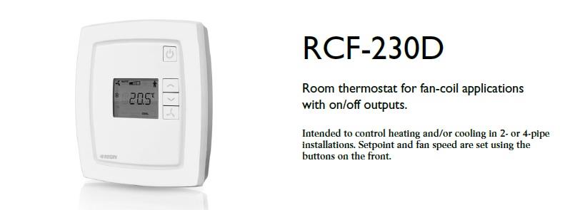 RCF-230D Room thermostat for fan-coil applications with on/off outputs.,RCF-230D, Room thermostat, fan-coil ,on/off outputs,REGIN,REGIN,Instruments and Controls/Controllers