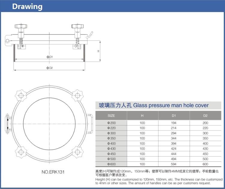ฝาถังแสตนเลส 304/316L ติดกระจก SS Glass pressure circular manhole covers