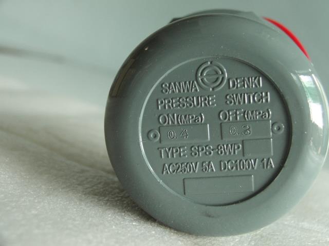 SANWA DENKI Pressure Switch SPS-8WP-C, ON/0.4MPa, OFF/0.3MPa, Rc3/8, ZDC2