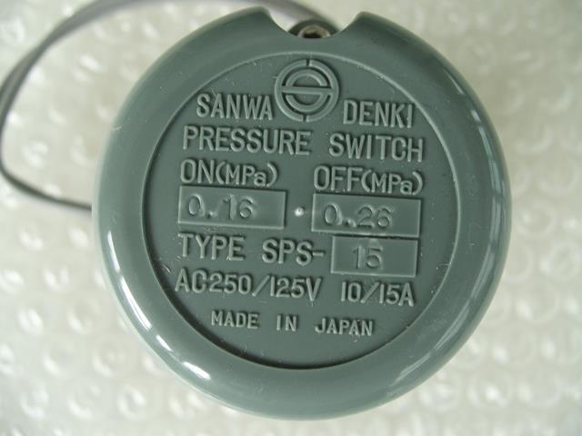 SANWA DENKI Pressure Switch SPS-15, ON/0.16MPa, OFF/0.26MPa, Rc1/4, ZDC2