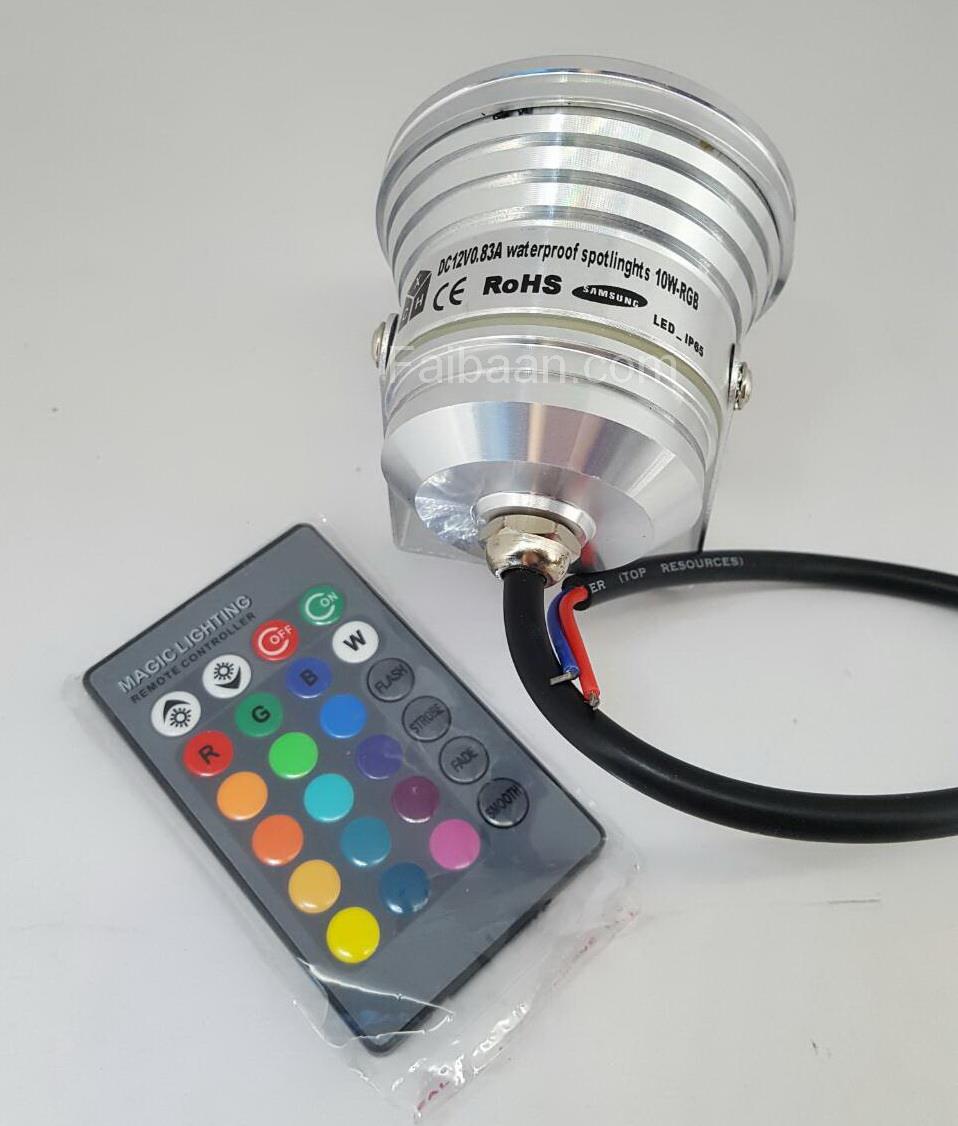 โคมไฟ LED กันน้ำIP68 10วัตต์12โวลต์RGB 16สีLEDใต้น้ำ