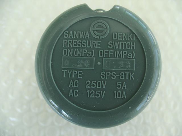 SANWA DENKI Pressure Switch SPS-8TK, ON/0.28MPa, OFF/0.23MPa, Rc1/4, ZDC2