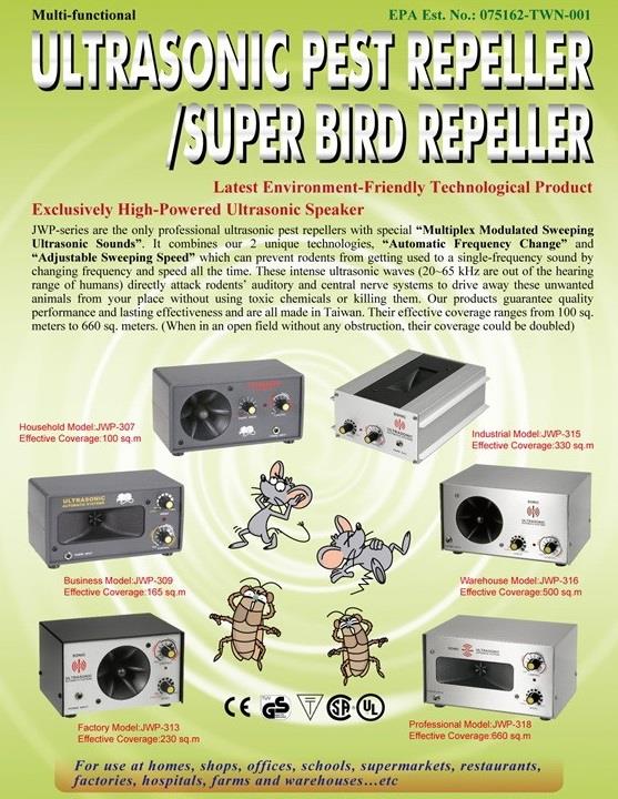 Household Model JWP-307 Ultrasonic Pest Repeller / Super Bird Repeller