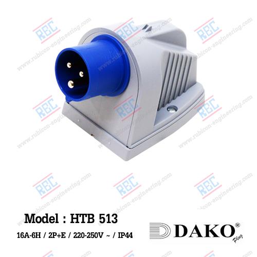 HTB513   เพาเวอร์ปลั๊กตัวผู้ติดผนังแบบลอย  (2P+E) 16A / 220-250 V / IP44