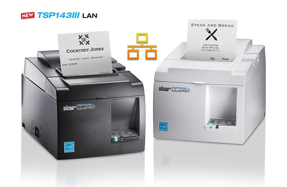 TSP143IIILAN WT US,Star เครื่องพิมพ์ใบเสร็จควำมร้อน  Print Speed 250mm/sec.TSP1000III Print Speed	250mm/sec. Resolution 203 dpi No. of Columns 48 / 64 col. Depending on Paper Width Autocutter	Autocutter : Partial (Guillotine),TSP143IIILAN WT US,Star เครื่องพิมพ์ใบเสร็จควำมร้อน  Print Speed 250mm/sec.TSP10 TSP100III series  The latest model in the TSP100 futurePRNTTM series Max. Print Speed	250mm/sec. Resolution	203 dpi No. of Columns	48 / 64 col. Depending on Paper Width Autocutter	Autocutter : Partial (Guillotine) Paper Width	80mm (58mm Using Paper Guide) Paper Thickness	0.053 - 0.085mm Paper Roll Standard Option	83mm,STAR,Automation and Electronics/Barcode Equipment