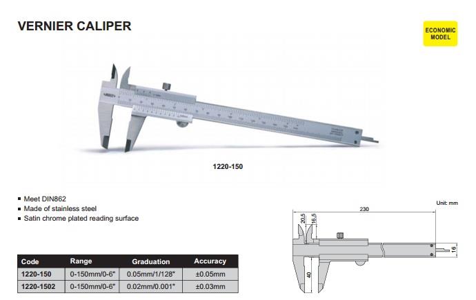  VERNIER CALIPER,VERNIER CALIPER,INSIZE,Instruments and Controls/Measuring Equipment/Vernier Caliper