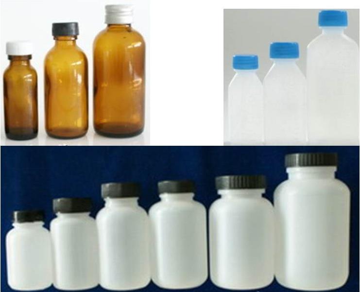 ขวดพลาสติกและขวดแก้ว สำหรับใส่ยาและสารเคมี,ขวดพลาสติก, ขวดแก้วสีชา. ขวดเก็บสารเคมี,,Materials Handling/Bottles