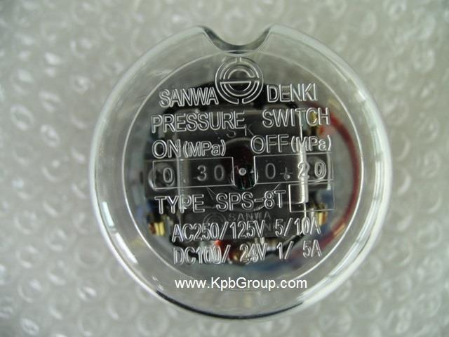SANWA Pressure Switch SPS-8T-B, ON/0.30MPa, OFF/0.20MPa, Rc3/8, ZDC2