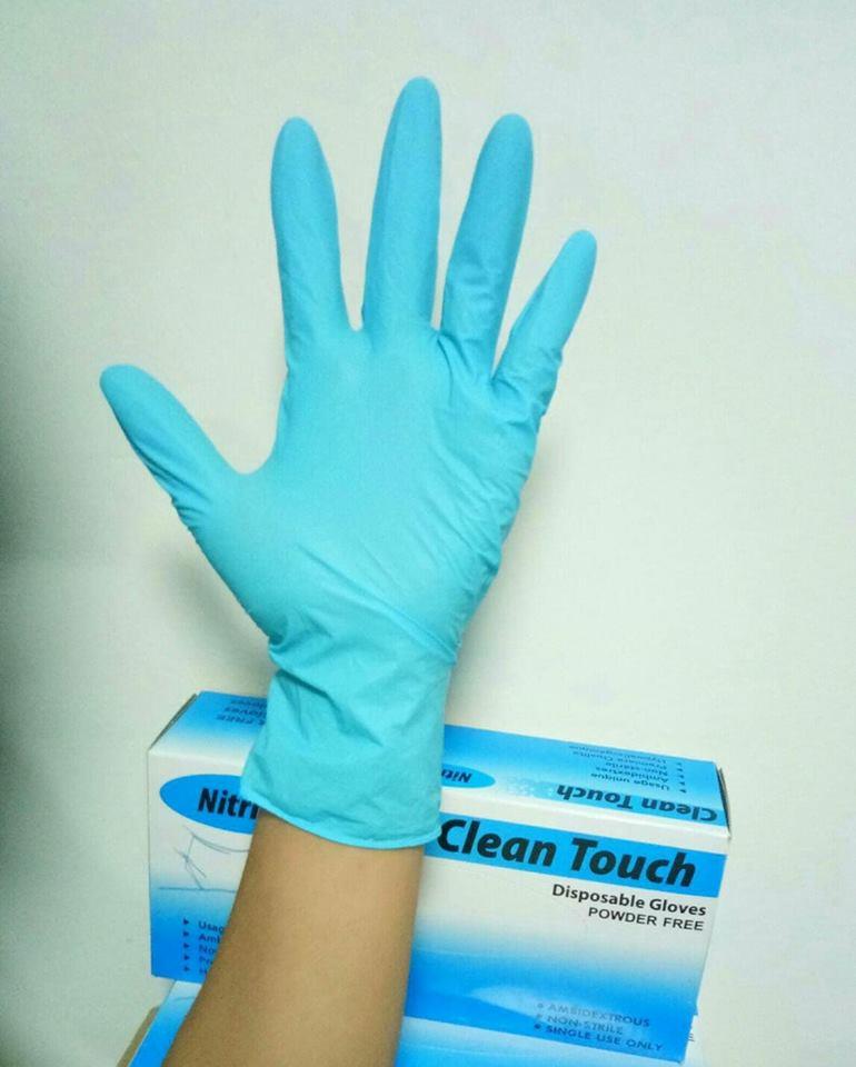 ถุงมือยางไนไตรสีฟ้า หนา,ถุงมือไนไตร หนา 5 กรัม , ถุงมือยางไนไตร,CLEAN TOUCH,Plant and Facility Equipment/Safety Equipment/Gloves & Hand Protection