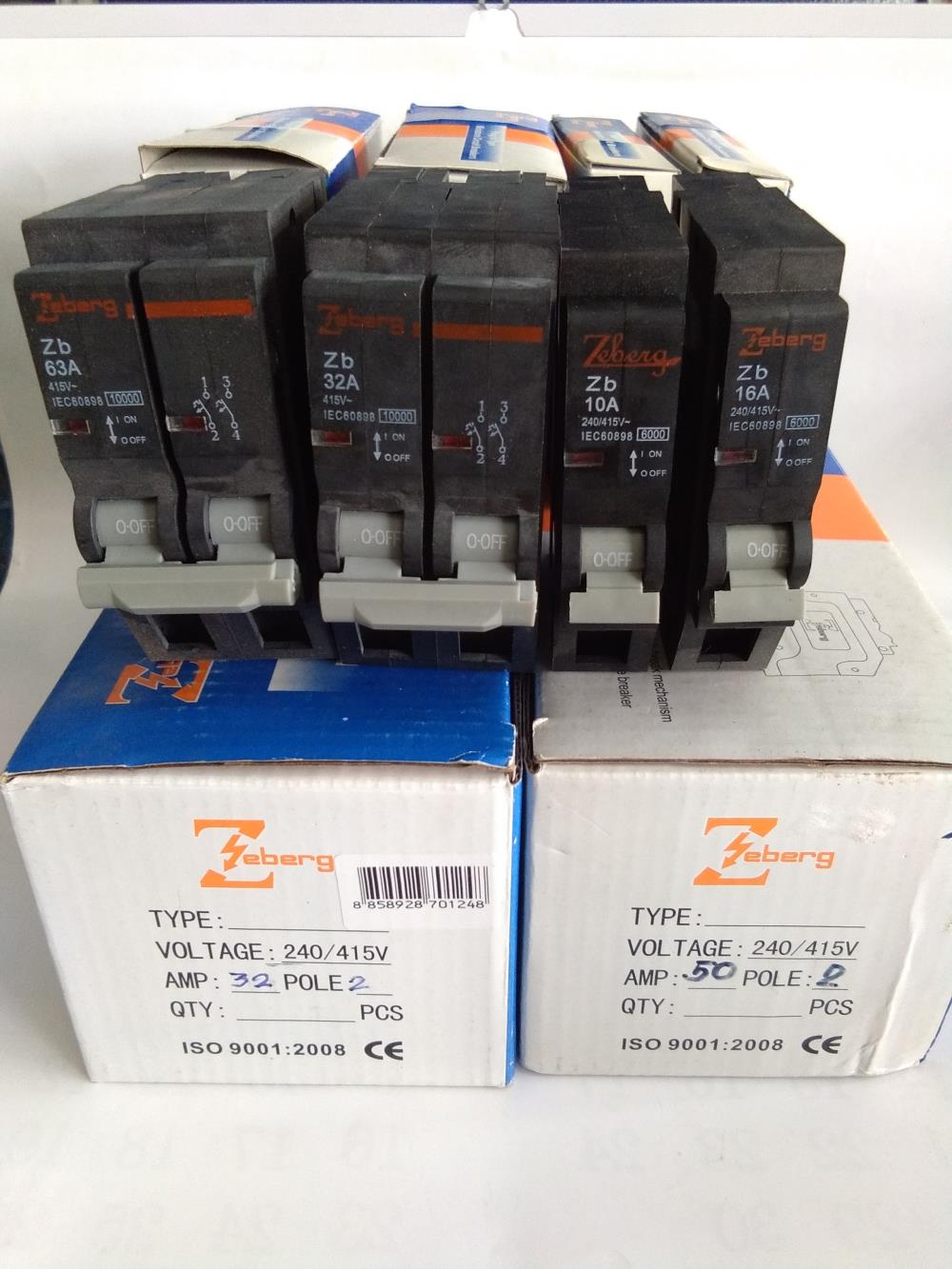Zeberg : เบรกเมน Plug in Consumer unit Breaker : 10A - 63A 2P (CE) **ราคา 150.-**,นครราชสีมา ZEBREG breaker 10A 16A 32A 50A 63A ซีเบิร์ก โคราช,,Electrical and Power Generation/Electrical Components/Circuit Breaker