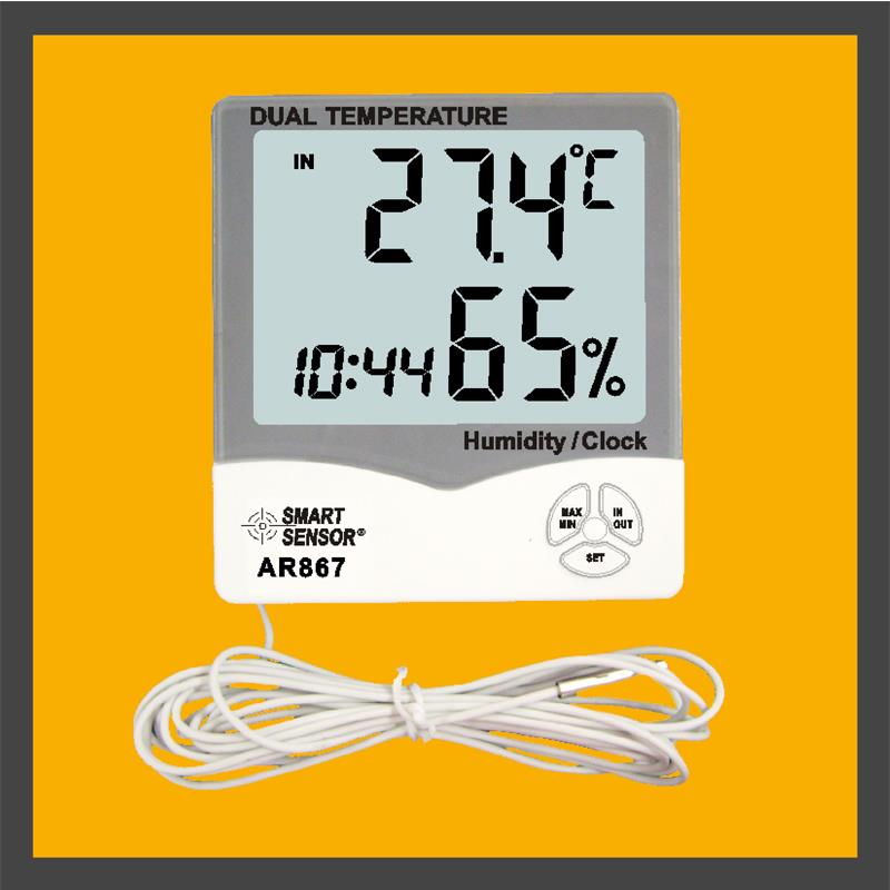 เครื่องวัดอุณหภูมิและความชื้นแบบตั้งโต๊ะ ติดผนัง Humidity and Temperature Meter AR867,เครื่องวัดอุณหภูมิและความชื้นแบบตั้งโต๊ะ ติดผนัง Humidity and Temperature Meter SMART SENSOR AR867,SMART SENSOR,Instruments and Controls/Thermometers