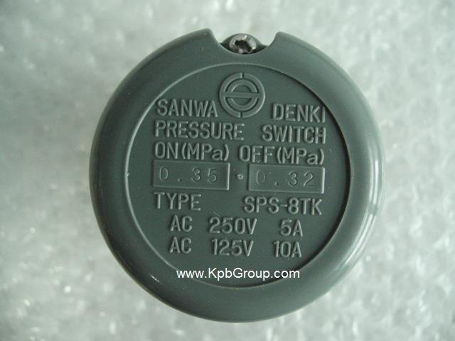 SANWA DENKI Pressure Switch SPS-8TK-C, ON/0.35MPa, OFF/0.32MPa, Rc1/4, ZDC2