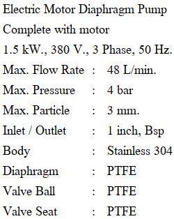 PDP Electric Motor Diaphragm SS304 + Motor 1.5 kW., 380V ปั๊มไดอะแฟรมใช้ไฟฟ้า