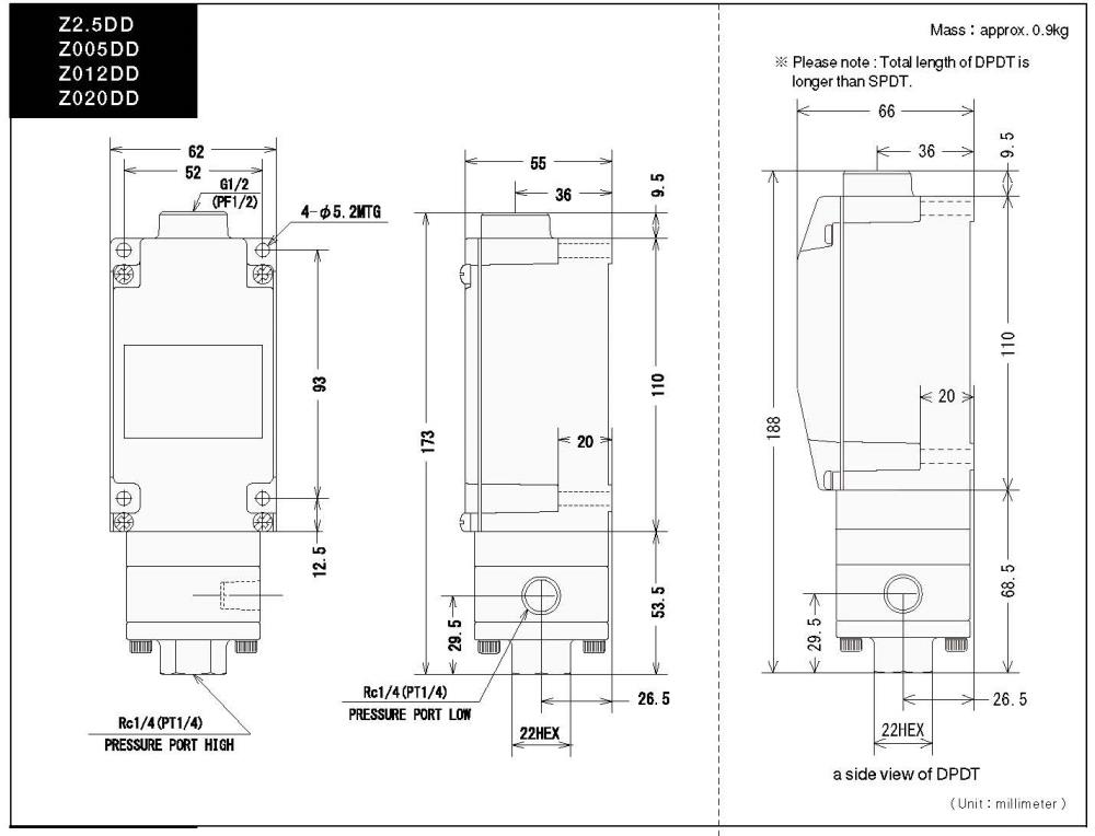 TAIHEI BOEKI Differential Pressure Switch Z-DDW Series
