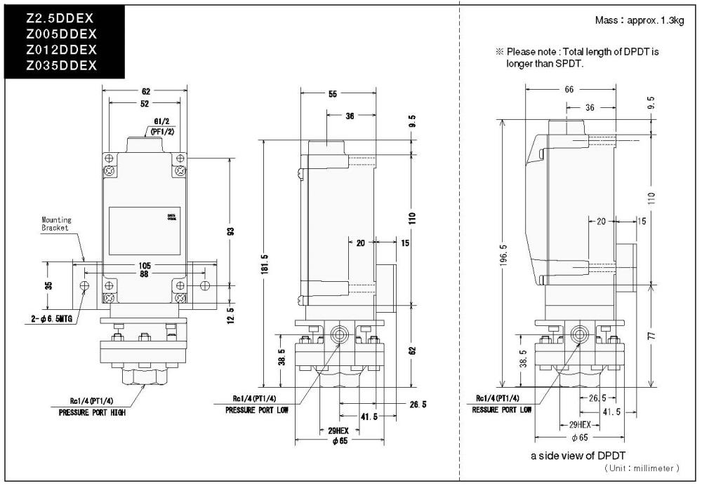 TAIHEI BOEKI Differential Pressure Switch Z-DDWEX Series