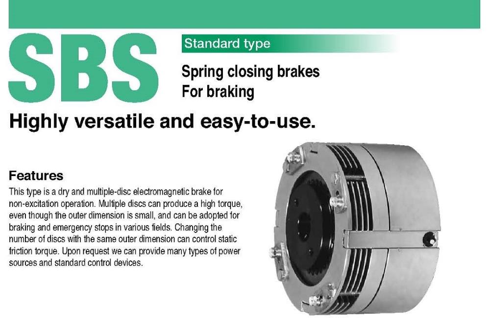SINFONIA Spring Closing Brake SBS Series,SBS-120-4D, SBS-120-8D, SBS-140-4D, SBS-140-8D, SBS-170-4D, SBS-170-8D, SBS-230-4D, SBS-230-8D, SBS-300-4D, SBS-300-8D, SHINKO, SINFONIA, Spring Close Brake, Electric Brake, Magnetic Brake, Electromagnetic Brake,SINFONIA,Machinery and Process Equipment/Brakes and Clutches/Brake