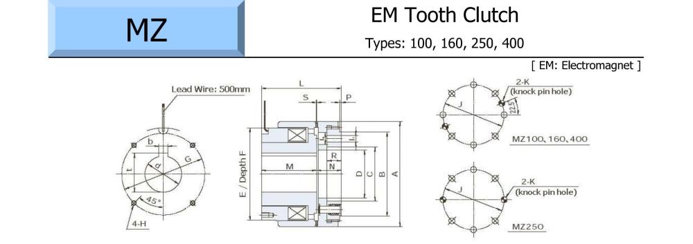 OGURA Electromagnetic Tooth Clutch MZ 100, 160, 250, 400 Series